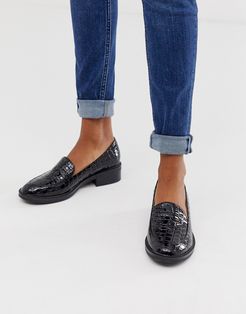 Kiara black patent croc effect loafers