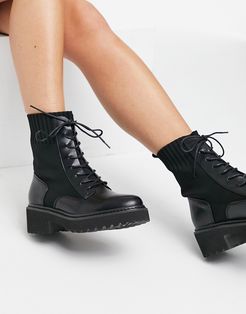 Raine boots with sock detail in black