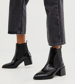 Exclusive Lucinda black croc chelsea boots with block heel