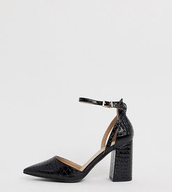 Katy black croc effect block heeled shoes