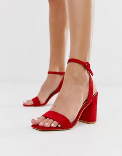 Wink bright red square toe block heeled sandals