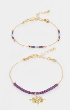 inspired 2 pack of beaded bracelets with star detail-Gold