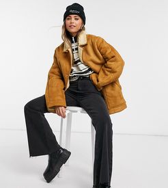 inspired aviator jacket with shearling in tan-Brown