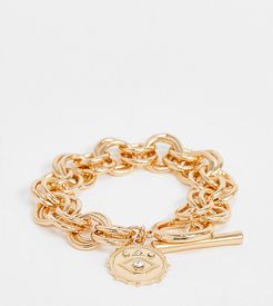 inspired chain bracelet with coin in gold