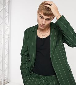 inspired dad fit blazer in pinstripe-Green