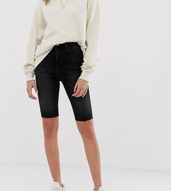 inspired denim legging shorts in washed black