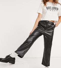 inspired high waist leather-look flare pant in black