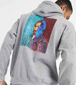 Inspired hoodie with Van Gogh print in gray-Black