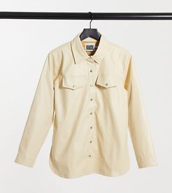 Inspired leather look shirt in buttermilk-Cream