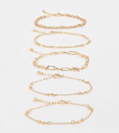 inspired mixed chain stars and moon bracelet pack in gold