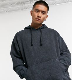 inspired oversized hoodie in overdye black