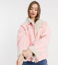 inspired shearling jacket in pink