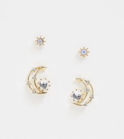 inspired star and moon earring pack-Gold