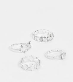 inspired stars and moon ring multipack in silver