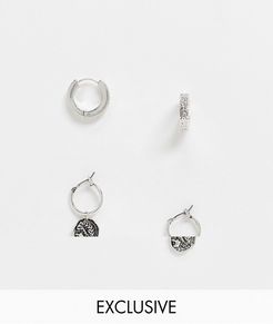 Inspired the earring 2 pack with huggie and drop hoop st christopher charm in silver