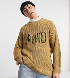 Inspired the knitted fisherman sweater with brand embroidery-Brown