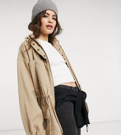 Inspired the washed utility jacket with cinched waist in stone