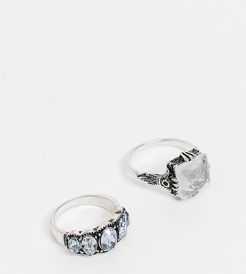 inspired two pack of rings in burnished silver with stones