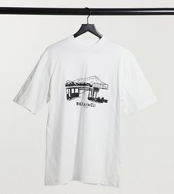 inspired unisex landscape print t-shirt in white