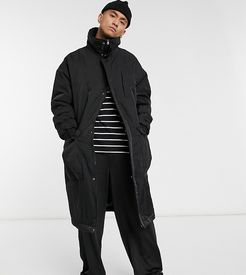 Inspired unisex long puffer jacket in black