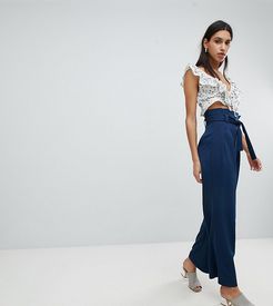 Inspired Wide Leg PANTS With Paper Bag Waist-Navy