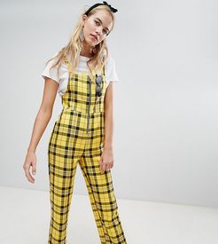inspired zip through jumpsuit in yellow check