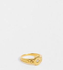 sterling silver skinny gold plated band ring with star detail