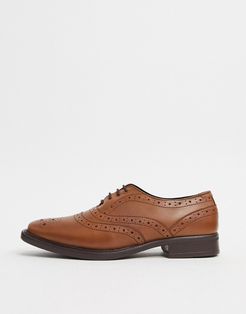 oxford brogues with toe cap in tan leather-Brown