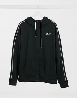 Training polyknit zip hoodie in black