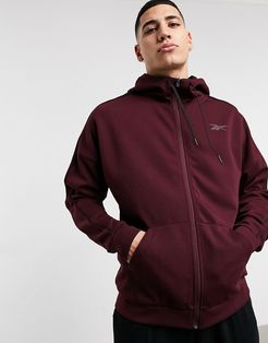 Training polyknit zip hoodie in burgundy-Red