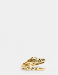 Lucifer snake wrap ring in gold plate