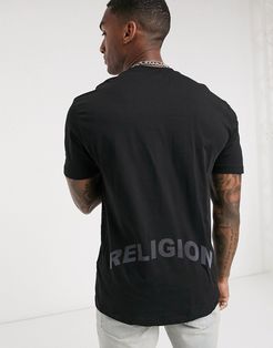 iridescent back text t-shirt in black