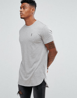 longline logo t-shirt in gray marl