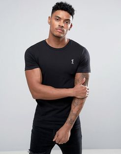 muscle fit crew neck logo t-shirt in black