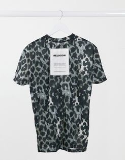 oversized t-shirt in animal print-Multi