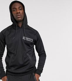 Tall polycot hoodie with rubberised logo in black