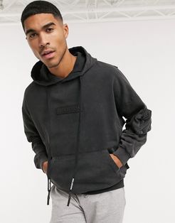 washed logo hoodie in gray