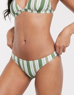 Hamptons cheeky hipster bikini bottom in green stripe