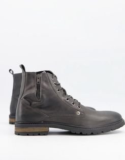 boots with zip in gray-Grey