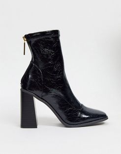 heeled sock boot in black