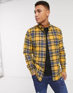 long sleeve check shirt in bright yellow