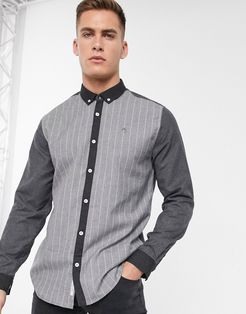 long sleeve pinstripe shirt in gray-Grey