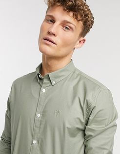 long sleeve regular fit oxford shirt in sage-Green