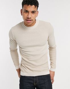 mixed stitch sweater in stone-Neutral