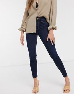 Molly mid rise skinny jeans in dark wash blue-Blues