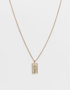 neckchain with engraved rectangle pendant in gold