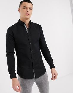 slim fit oxford shirt in black-Blues