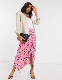 paisley printed midi skirt in pink