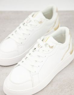 plimsole sneakers with gold trims in white