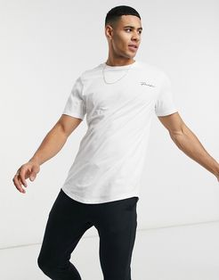 prolific curved hem regular fit t-shirt in white